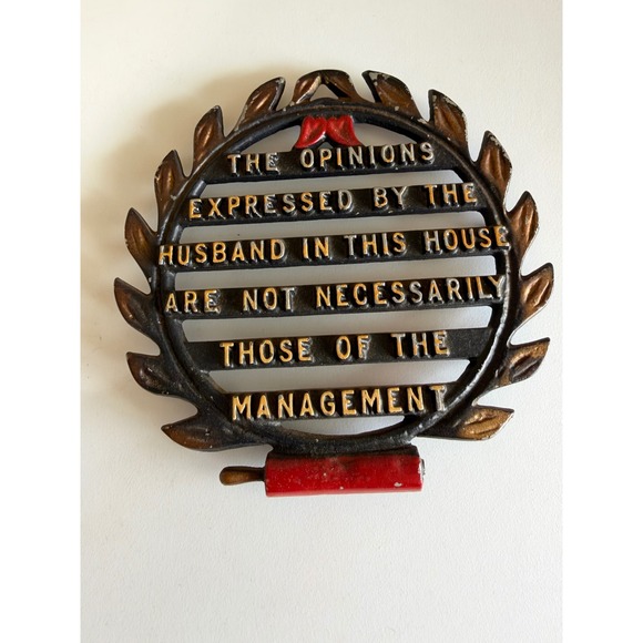 Other - Vintage Cast Iron Husband Management Funny Marriage Wall Plaque Sign Decor